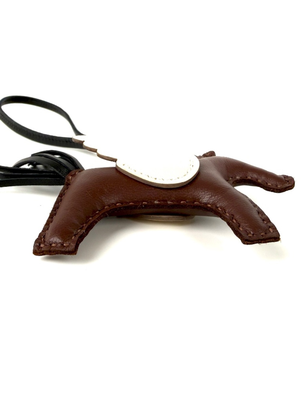 Hermes Pegasus Rodeo Terre Noir Craie Milo Lambskin PM Bag Charm New - Picture 6 of 9